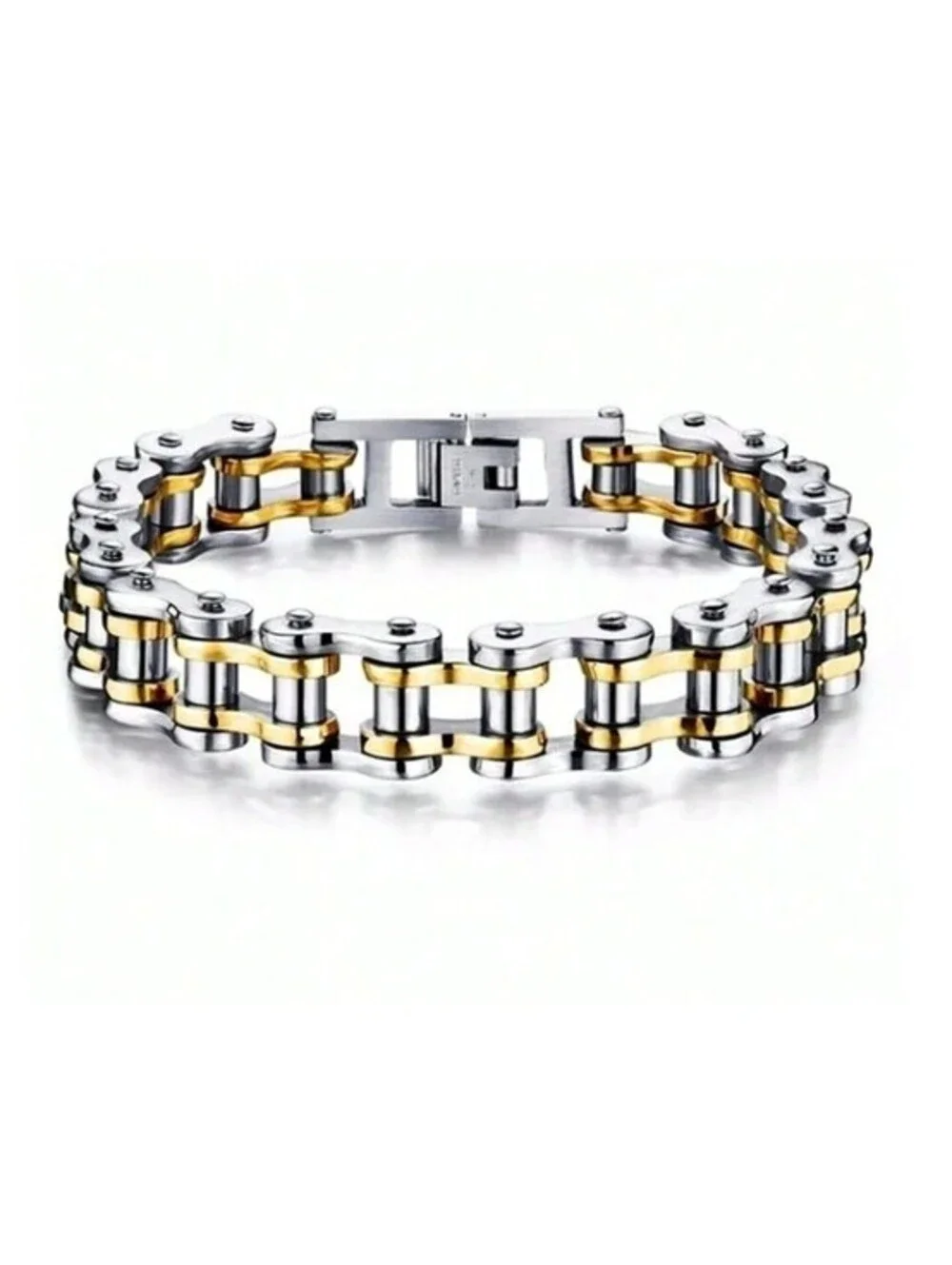 Two tone bike chain style - Bracelet - Stainless Steel - 8.5